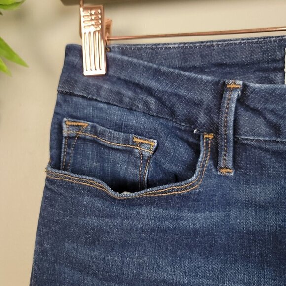 Frame Le Crop Mini Boot Ankle Flare High Rise Dark Wash Frayed Cutoff Jeans 28 - Picture 2 of 16